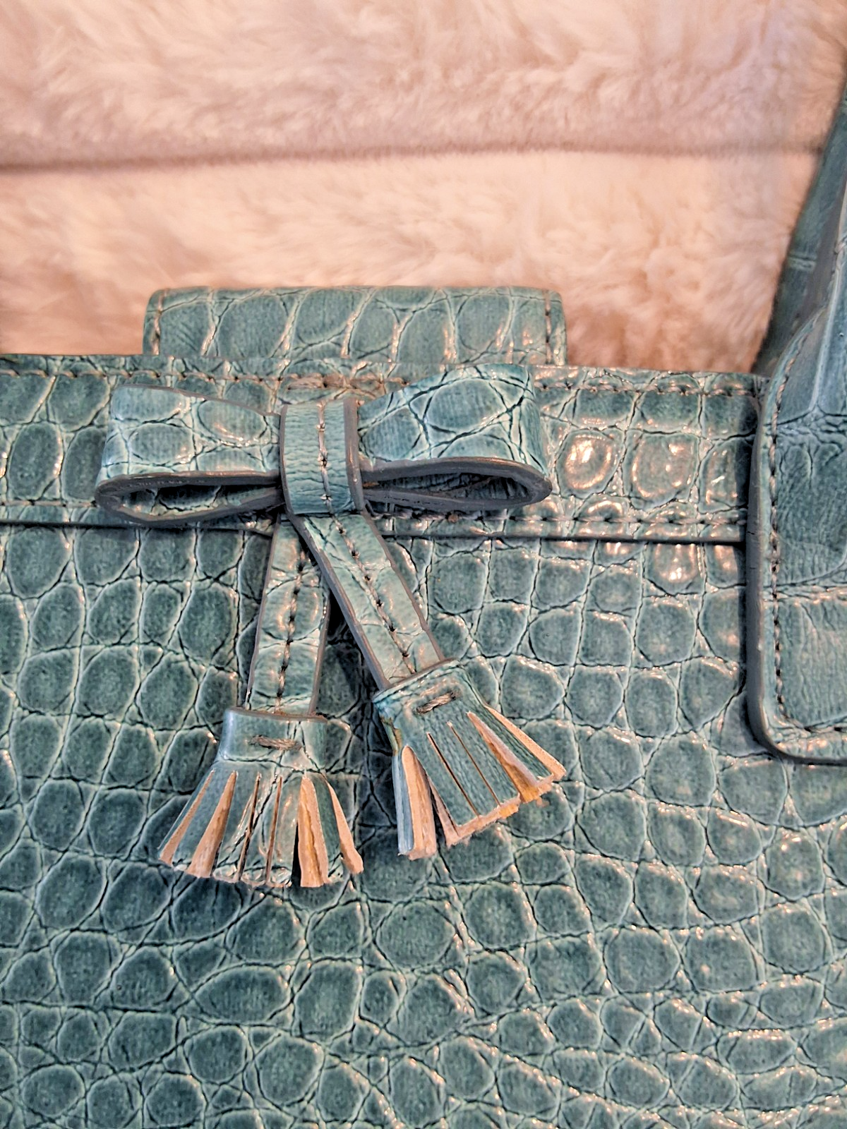 Liz Claiborne NWOT Vintage Teal Croc Embossed Great Expectation Y2K Mini Purse