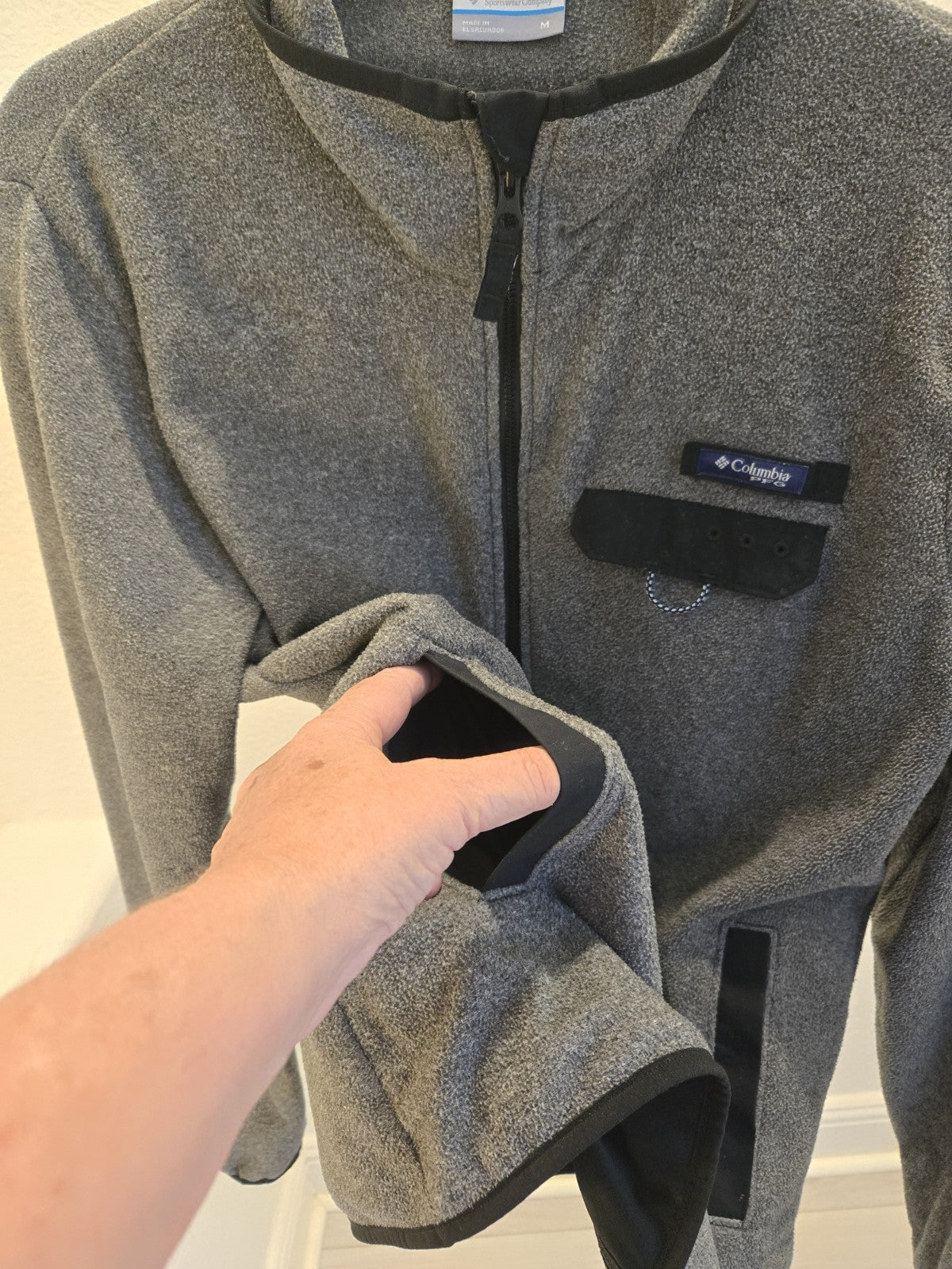 Columbia M Gorpcore Fleece Jacket Full Zip Chest Pocket Grey Quiet Luxury