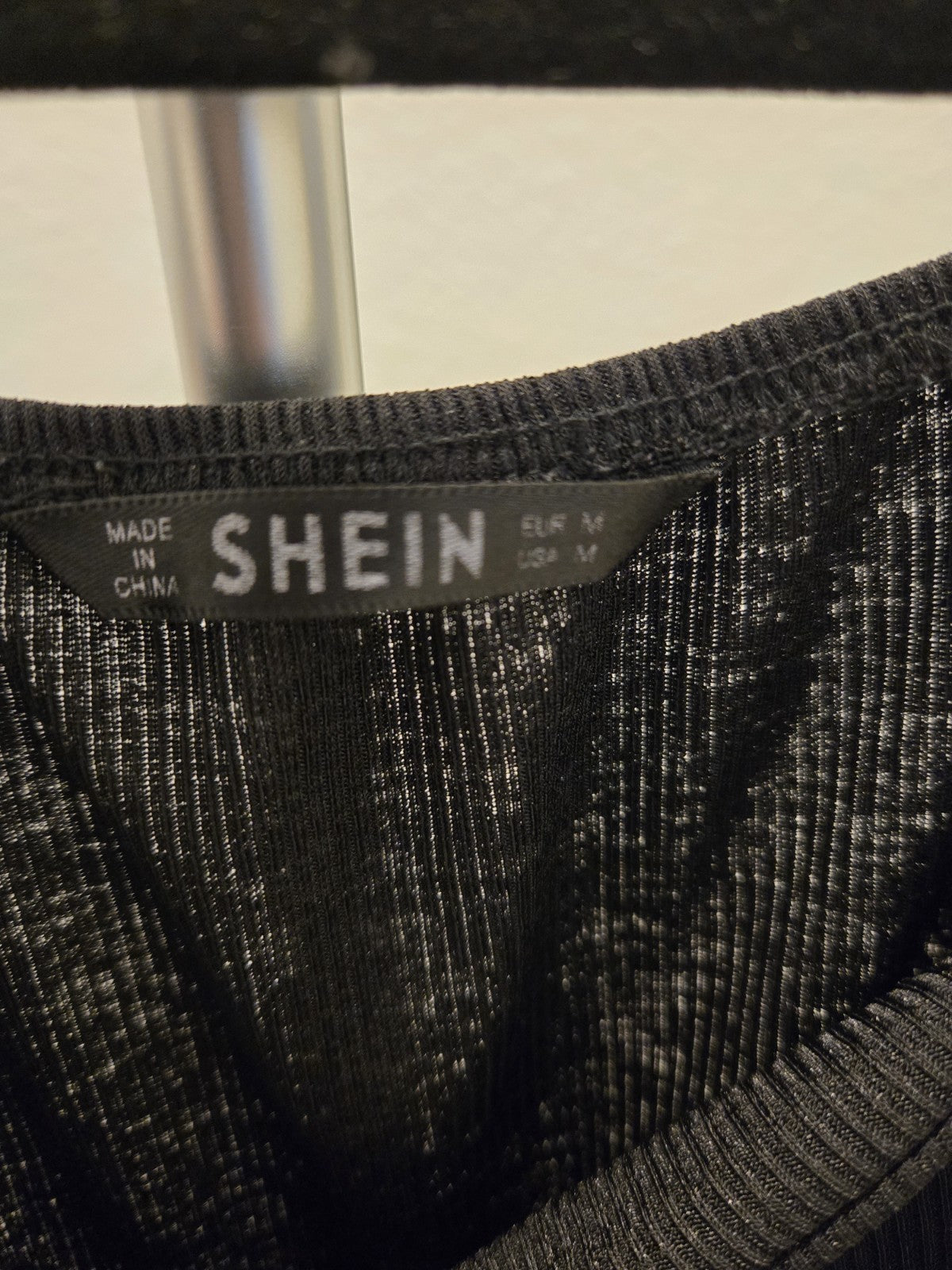 Shein M Black Ribbed Front Knot Puff Short Sleeve Crop Top Women Cozy Club
