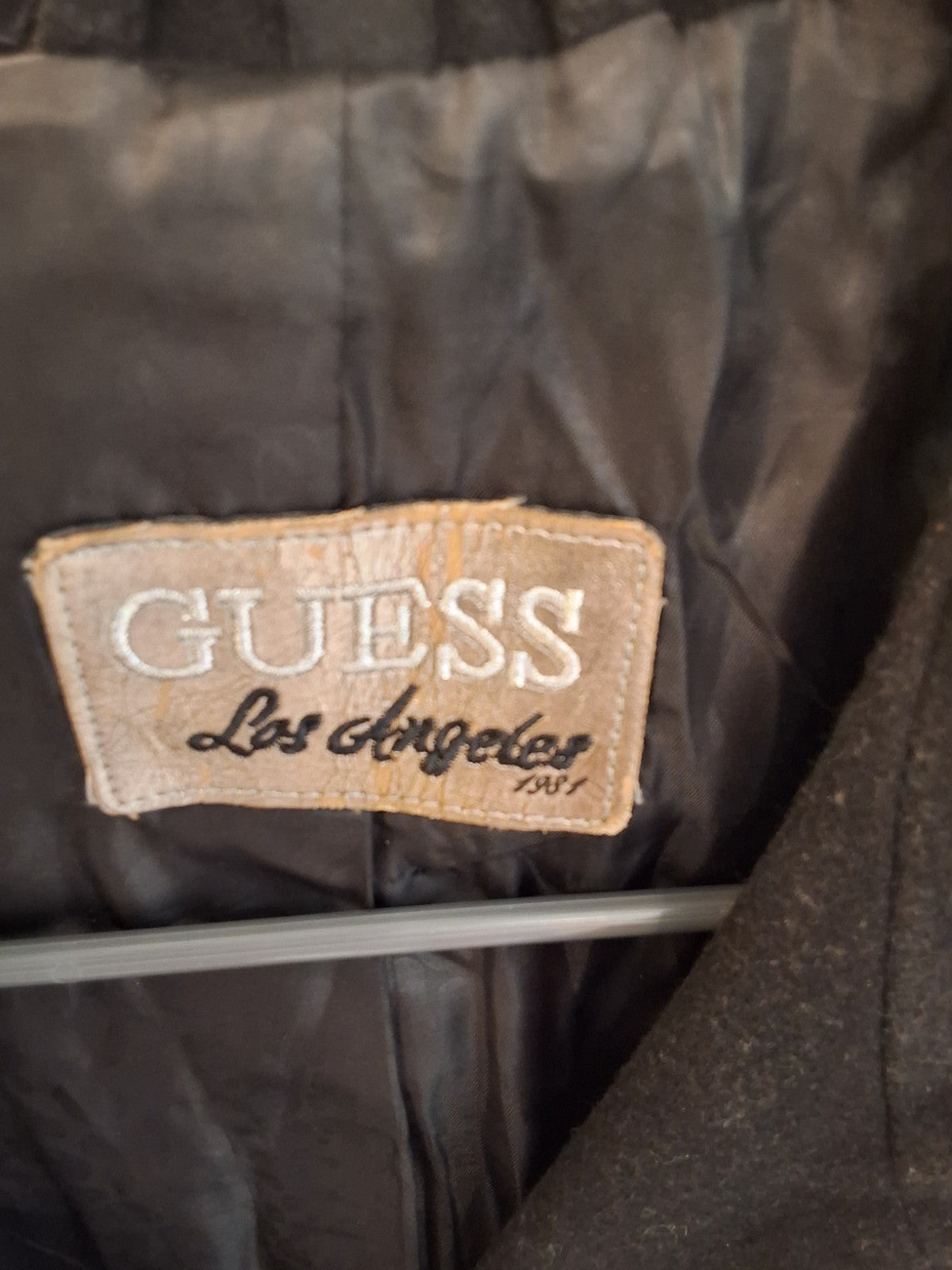 Guess Black Double Breasted Peacoat Wide Shawl Collar Fitted Wool Blend S 2000s