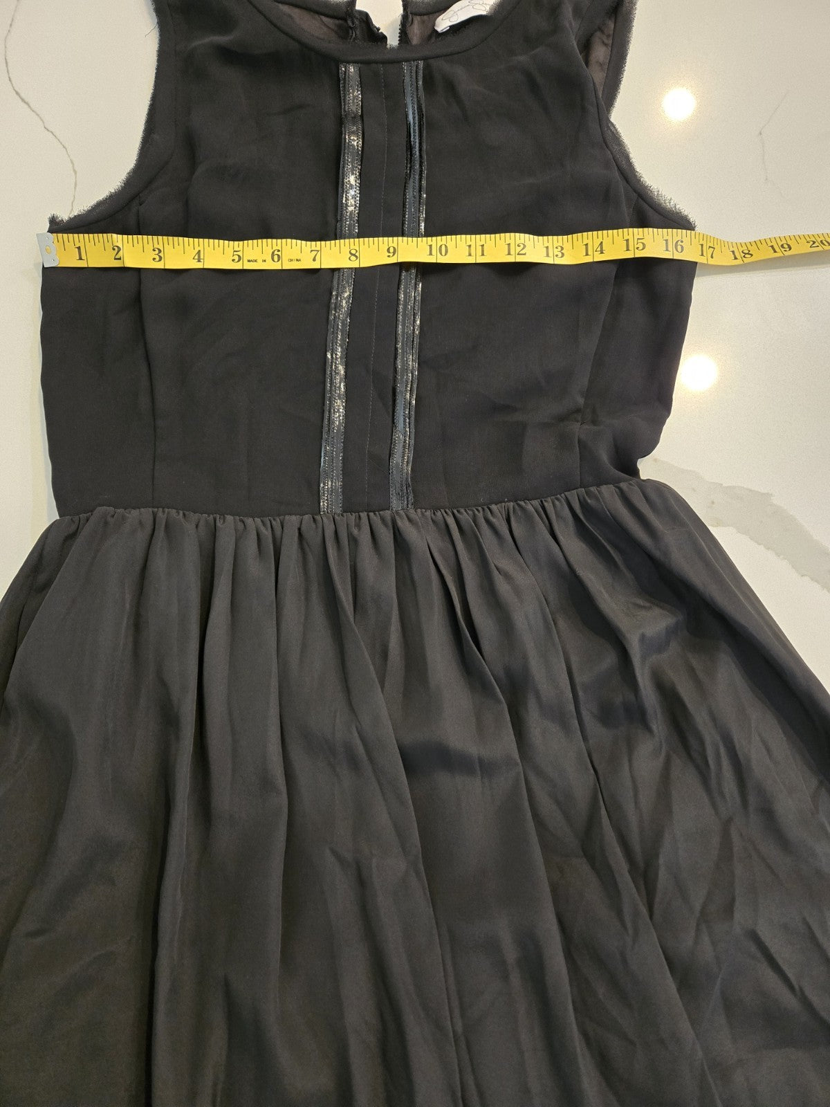 Jessica Simpson 8 Black Mesh Illusion Skater Mini Dress Zipper Fit Flare