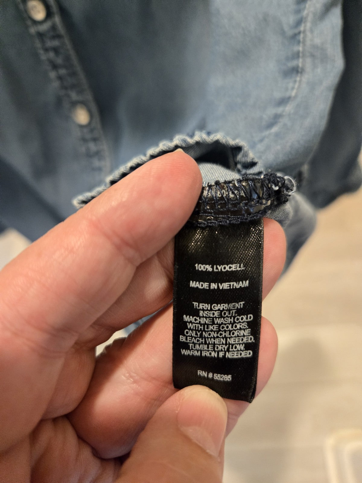 Express Boyfriend Chambray Small Denim Shirt Womens Button Down Dark Blue