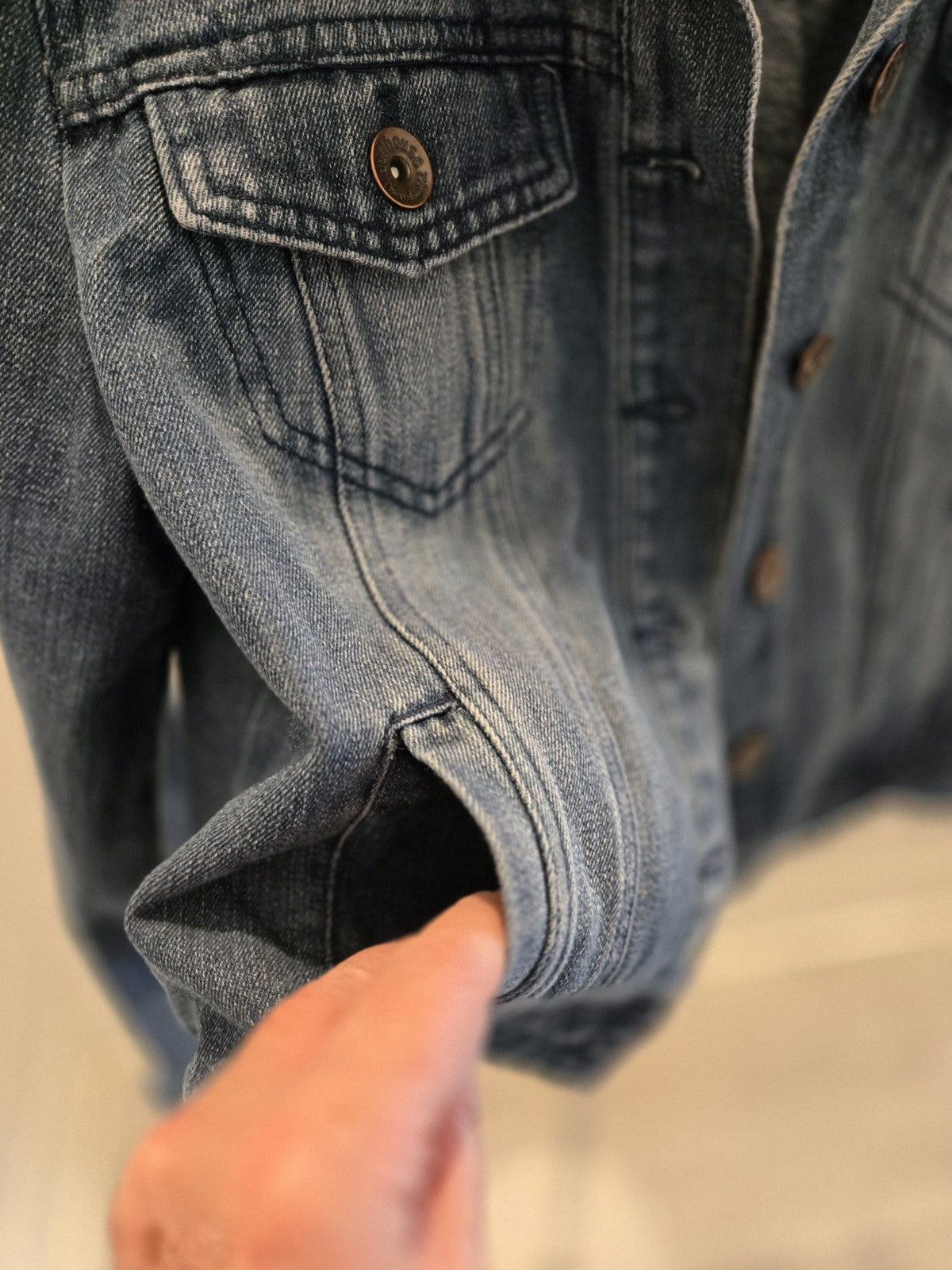 Dollhouse Denim Jacket Medium Cropped Blue Jean Trucker Vintage Style Y2K