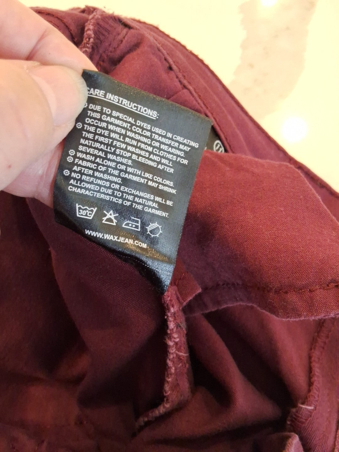 Wax Jeans Premium Denim Burgundy Size 11 Mid Rise 5 Pocket Slimming Jeans