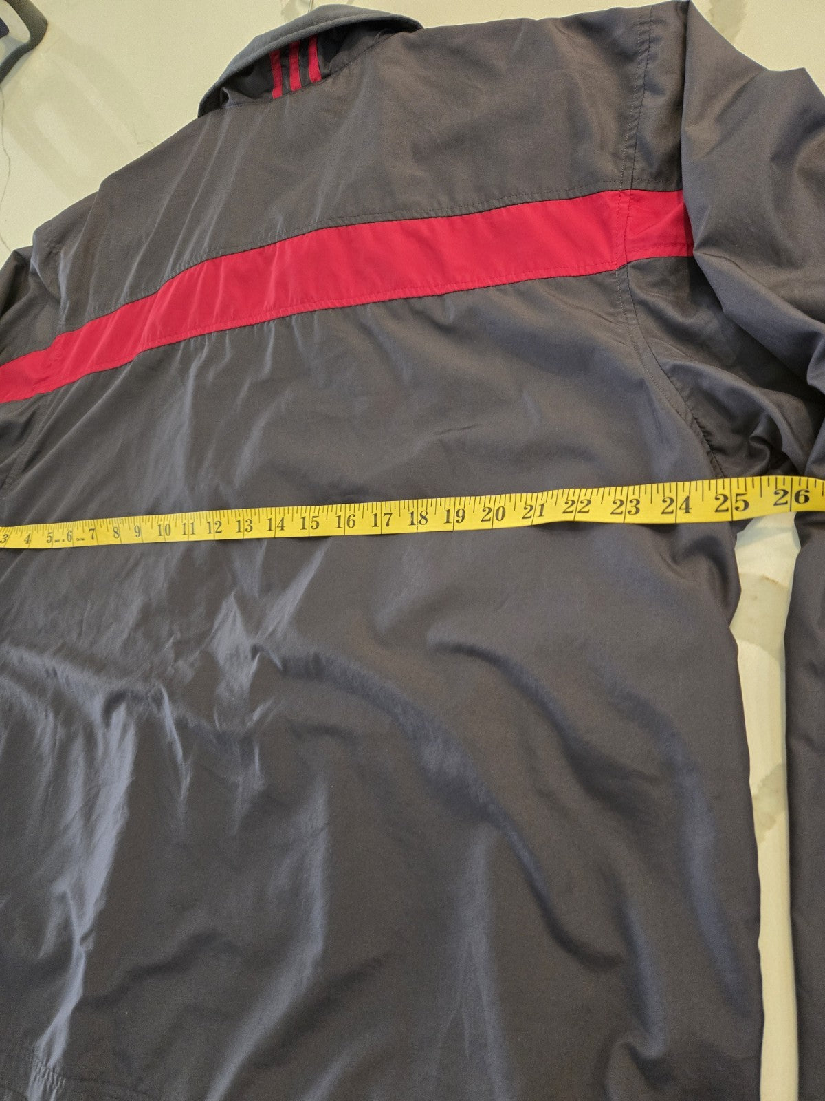 Adidas Windbreaker Track Jacket Mens Navy Blue Red 3 Stripe Full Zip Mesh