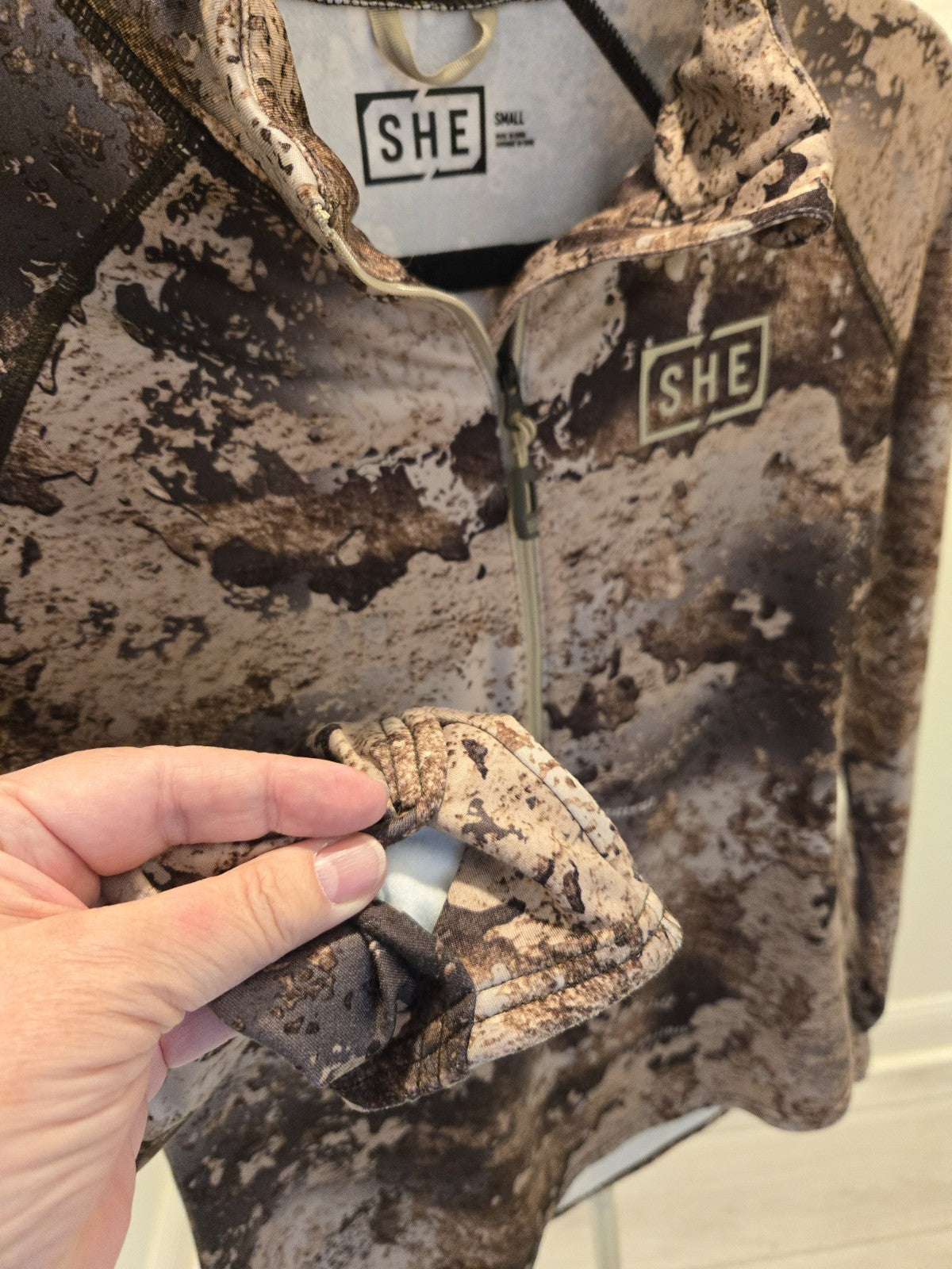 SHE Outdoor Small Prairie Camo 1/4 Zip Fleece Pullover Women Hunting Activewear