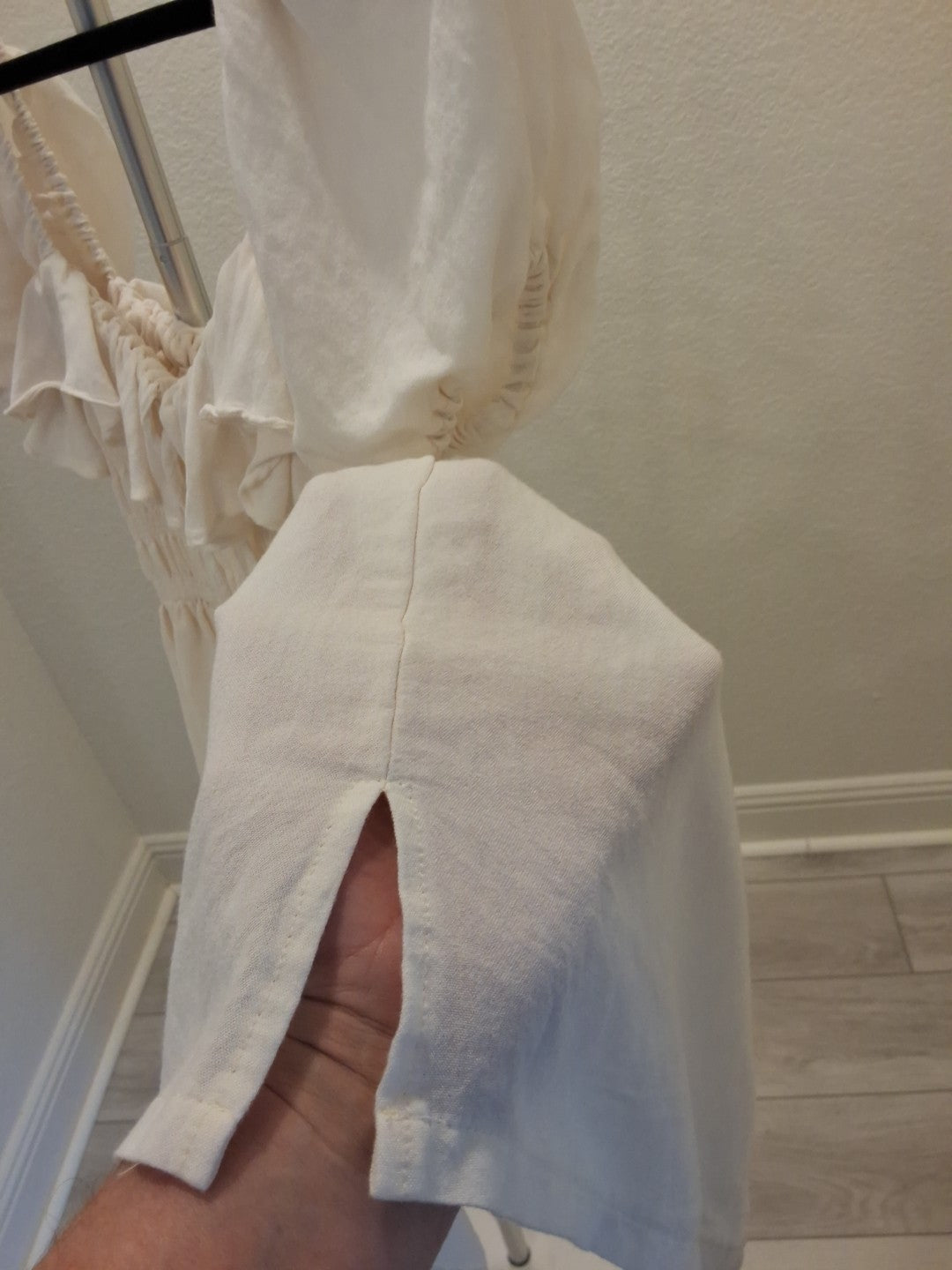 Nectar Clothing Size S with Ruffles Stretch Waist Cream Color Baby Doll Dress