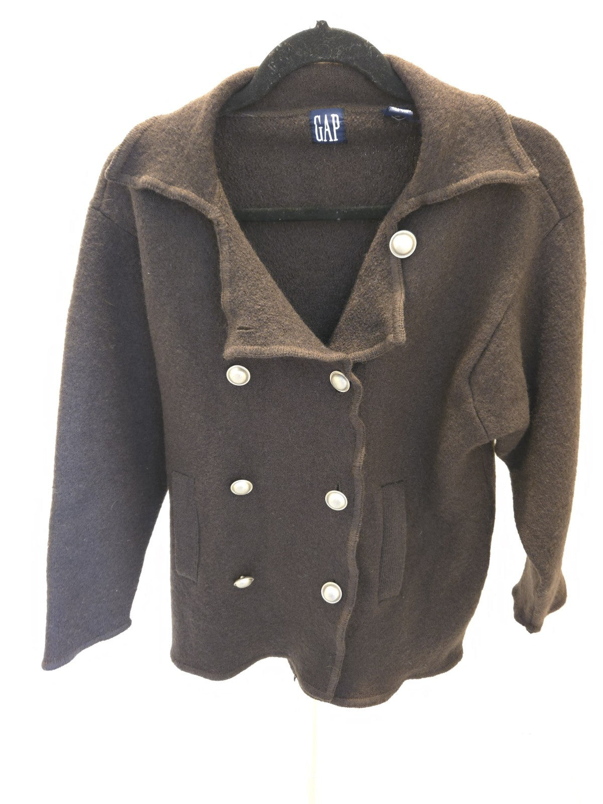 Gap 100% Wool Brown Double-Breasted with Pockets Jacket Size S Womens