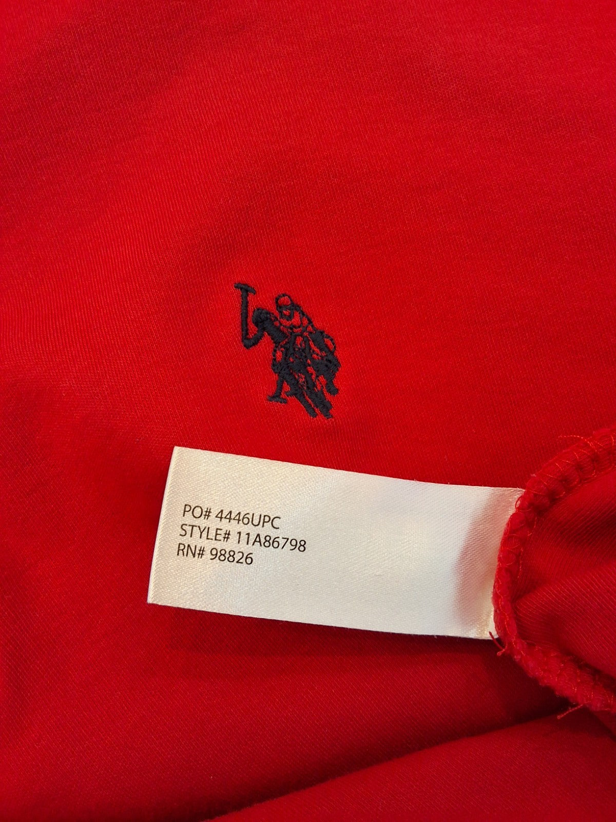 U.S. POLO ASSN. Red Pique Men's Knit Polo Shirt Short Sleeve Classic Fit Size L
