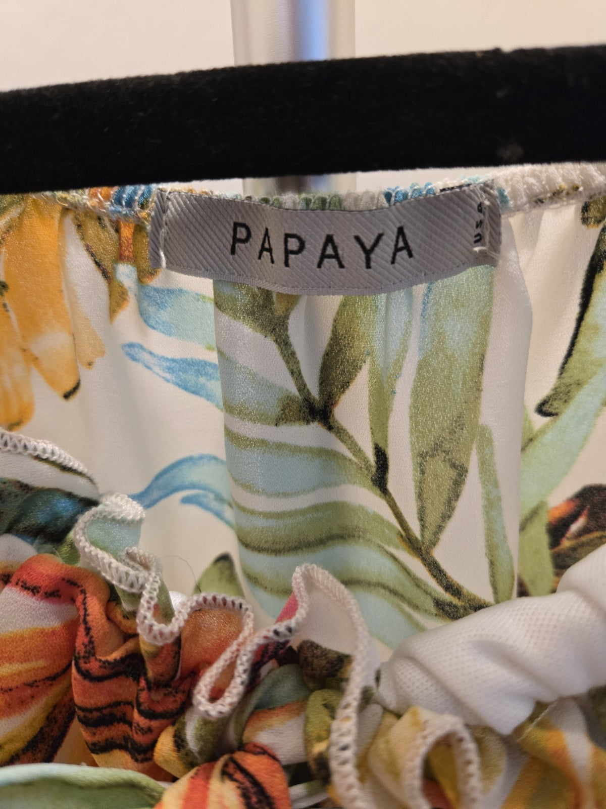 Papaya S Tropical Palm Leaf Blouse Womens Tie Front Cropped Top Beach