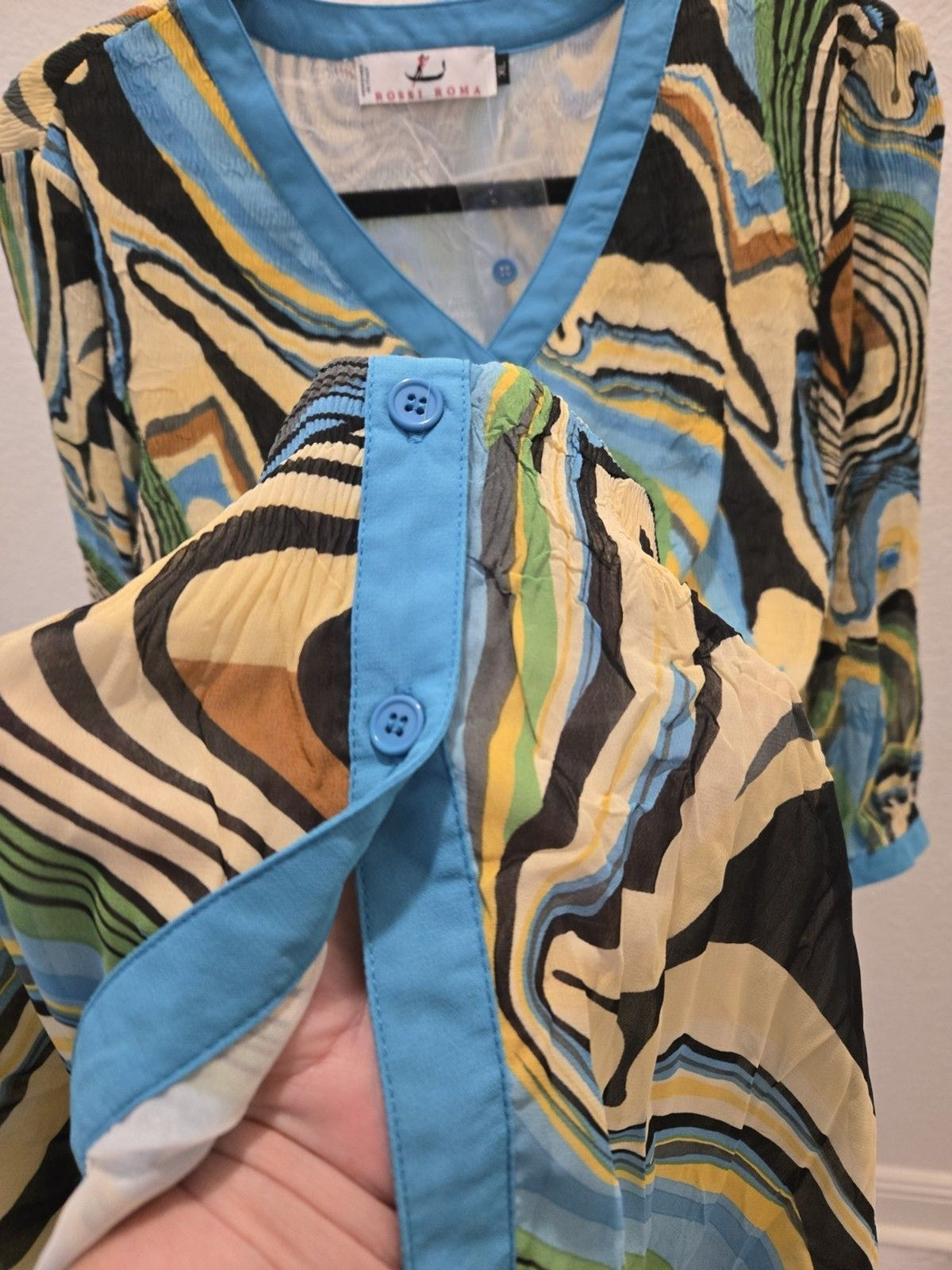 Rossi Roma Vintage Y2K Pleated Tunic Top Shirt Womens XL Lined Artsy Lagenlook