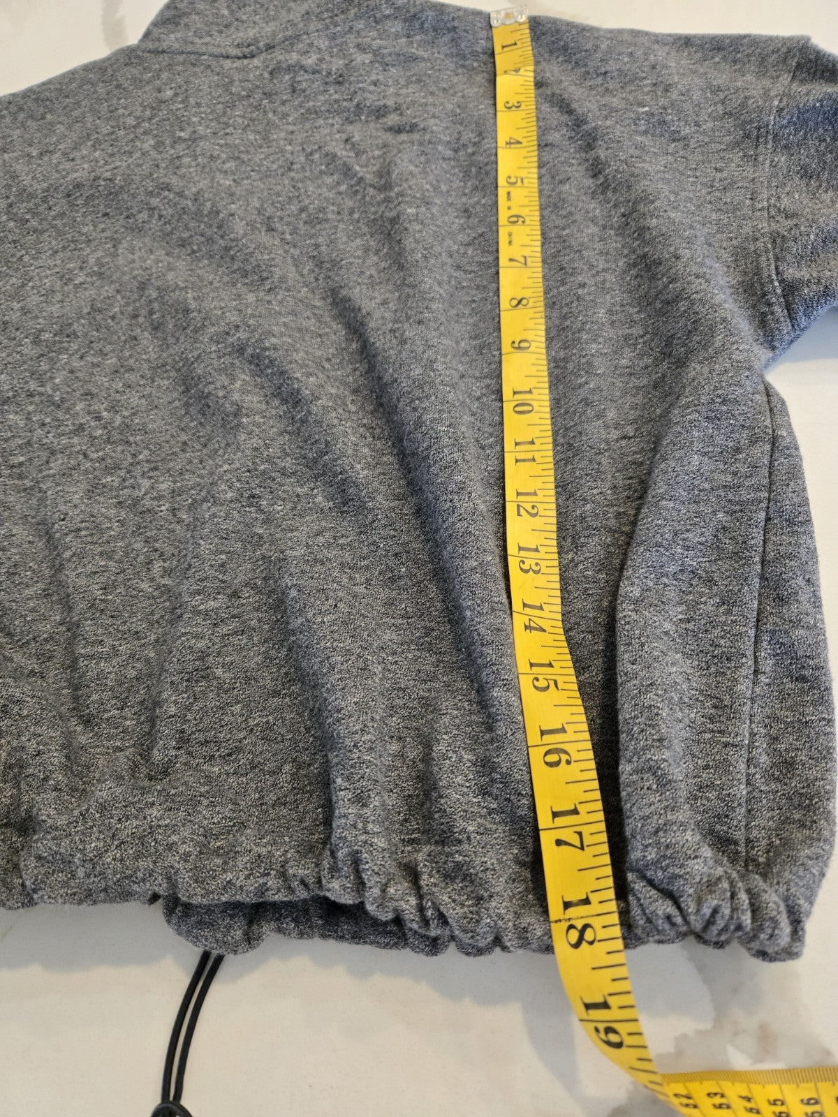 Calvin Klein M Gray Cropped Spellout Sleeve 1/4 Zip Sweatshirt Women Drawstring