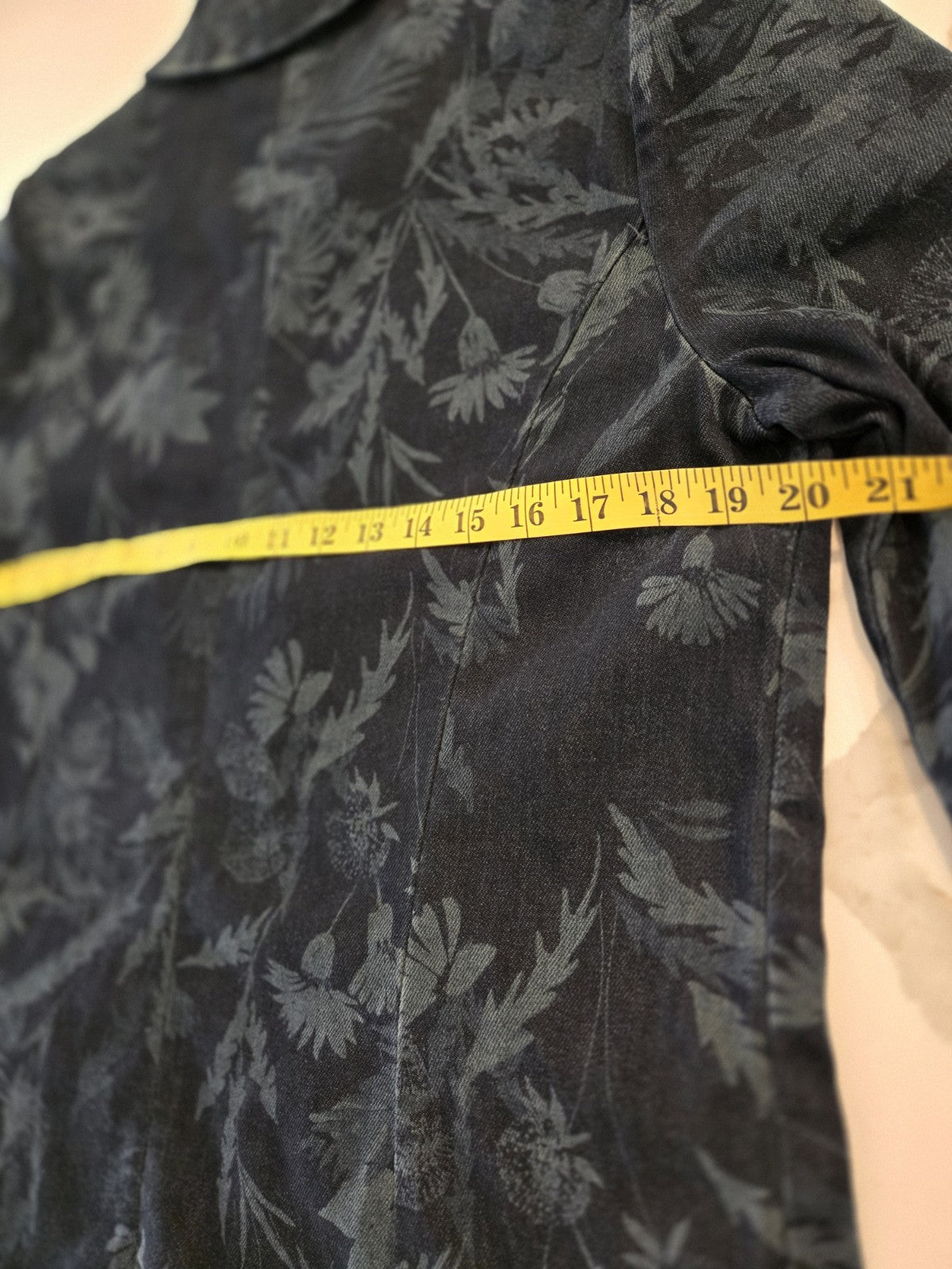 Liverpool Los Angeles Denim Blazer M Womens Botanical Floral Print Jacket