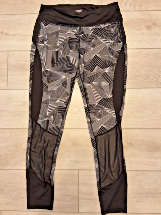Danskin M 8-10 Geometric Mesh Panel High Waist Athleisure Workout Gym Leggings