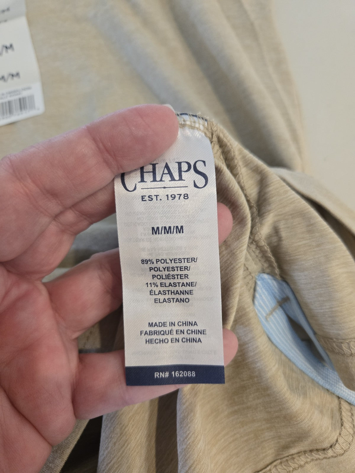 Chaps Men's NWT Short Sleeve Polo Shirt Size L Beige Performance Material