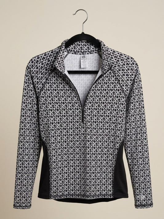 Champion M Black White Geo Pattern DuoDry 1/4 Zip Pullover Running Top Women