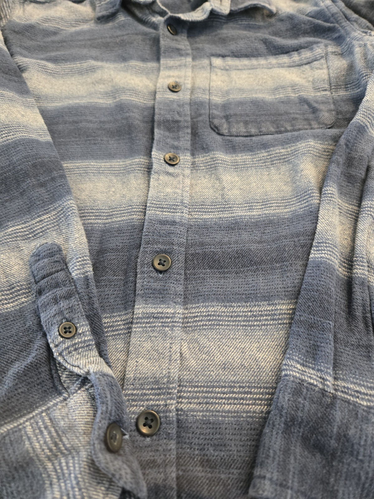 Old Navy L 10-12 Plus Striped Hooded Flannel Shirt Kids Blue Plaid Shacket