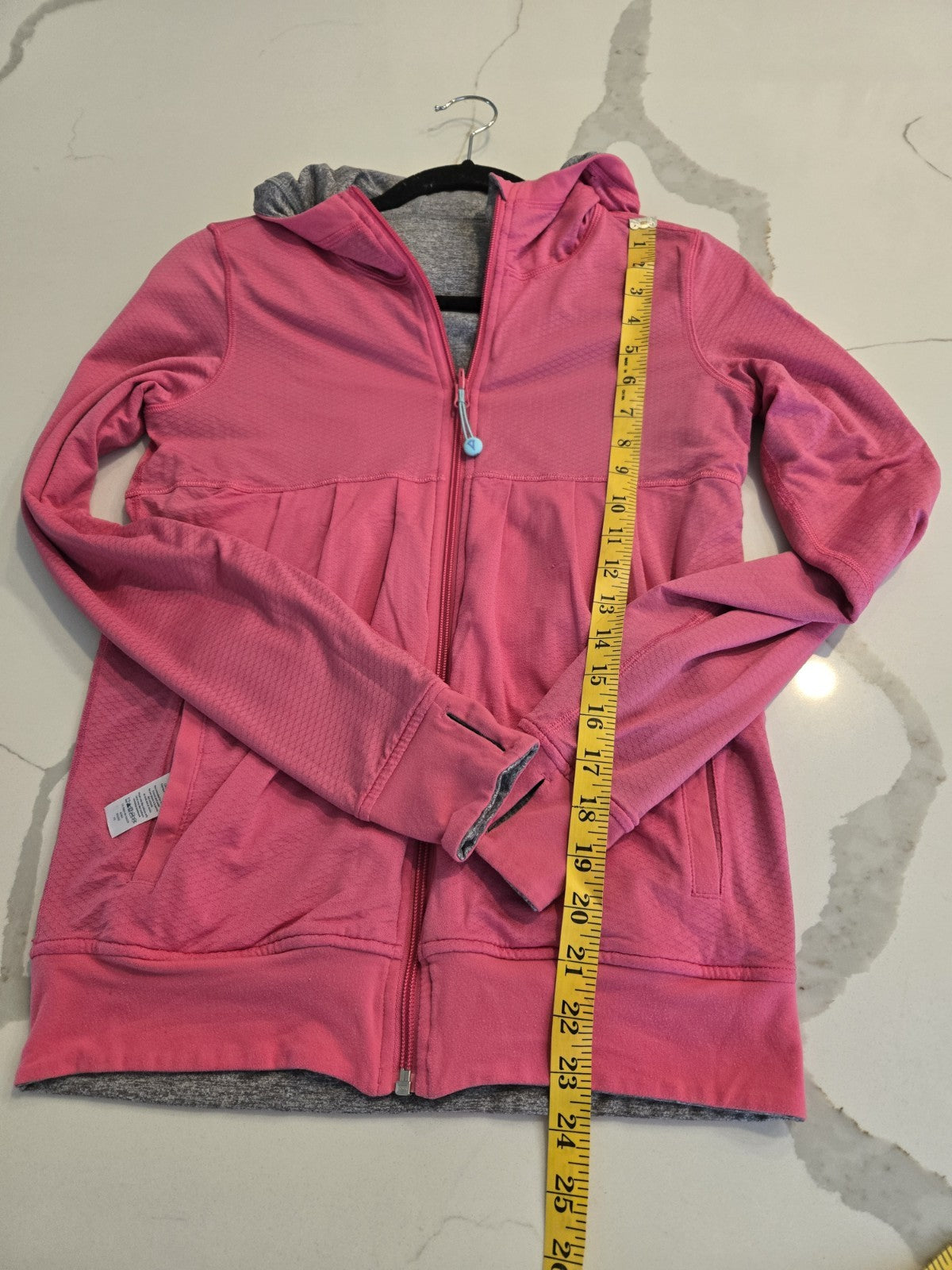 Ivivva Lululemon Girls 14 Reversible Full Zip Hoodie Gray Hot Pink Thumbholes