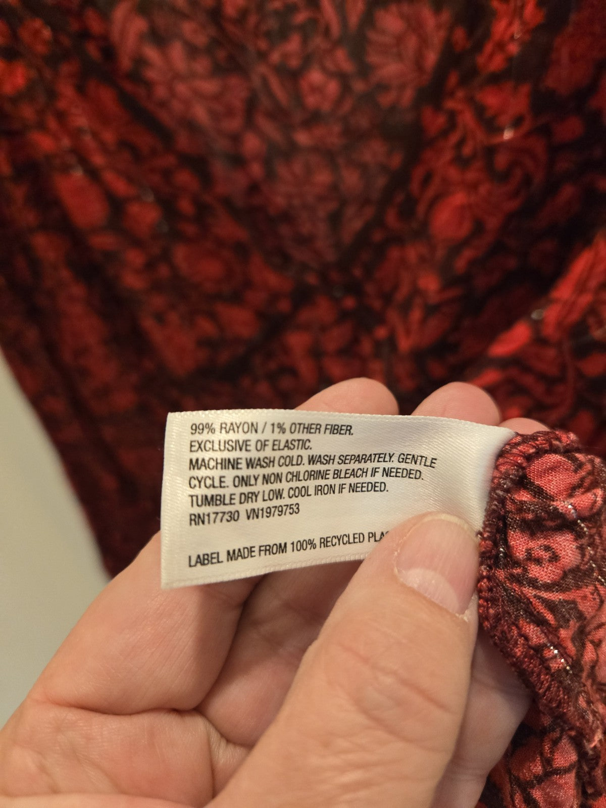 Knox Rose XL Floral Faux Wrap Blouse Womens Red Black Metallic Lurex Peplum Top