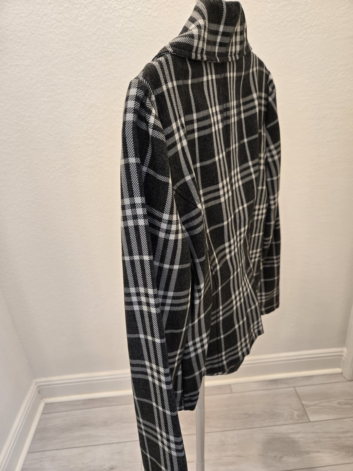 Susie Rose L Dark Academia Plaid Peacoat Cropped Double Breasted Quiet Luxury