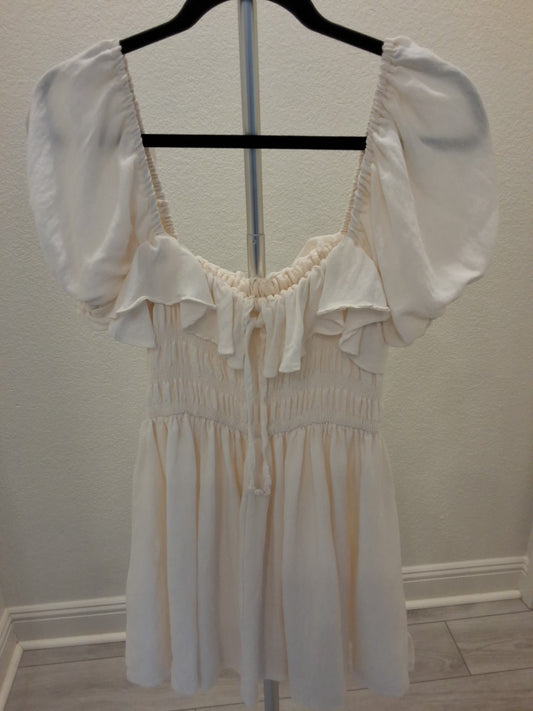 Nectar Clothing Size S with Ruffles Stretch Waist Cream Color Baby Doll Dress