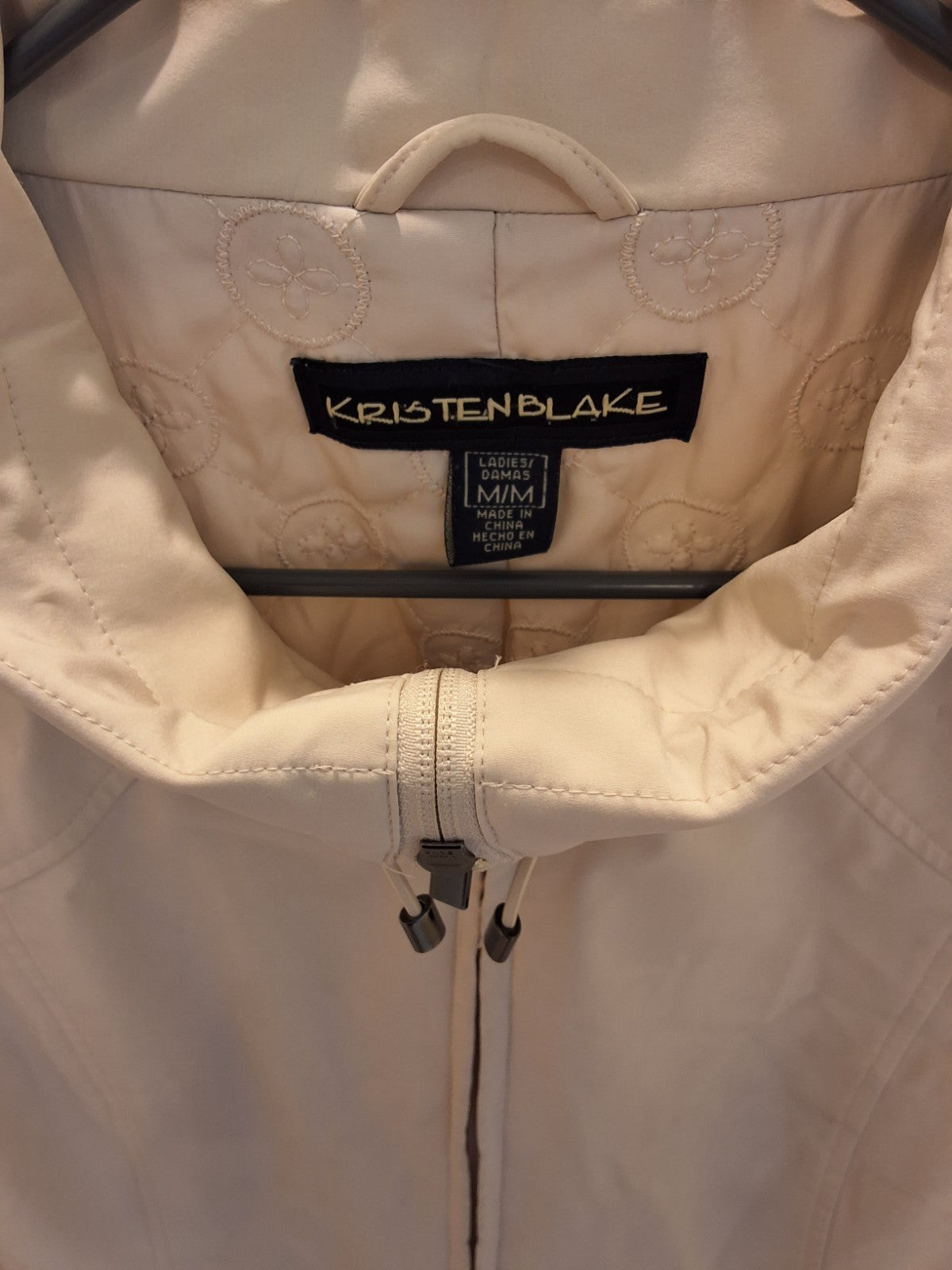 Kristen Blake Women's Medium Ivory Full-Zip Quilted Lined Jacket Trench Coat