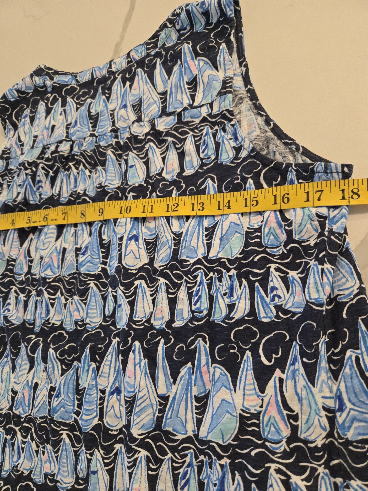 Lilly Pulitzer Large Sailboat Print Sleeveless Tank Top Women Blue Nautical Cami