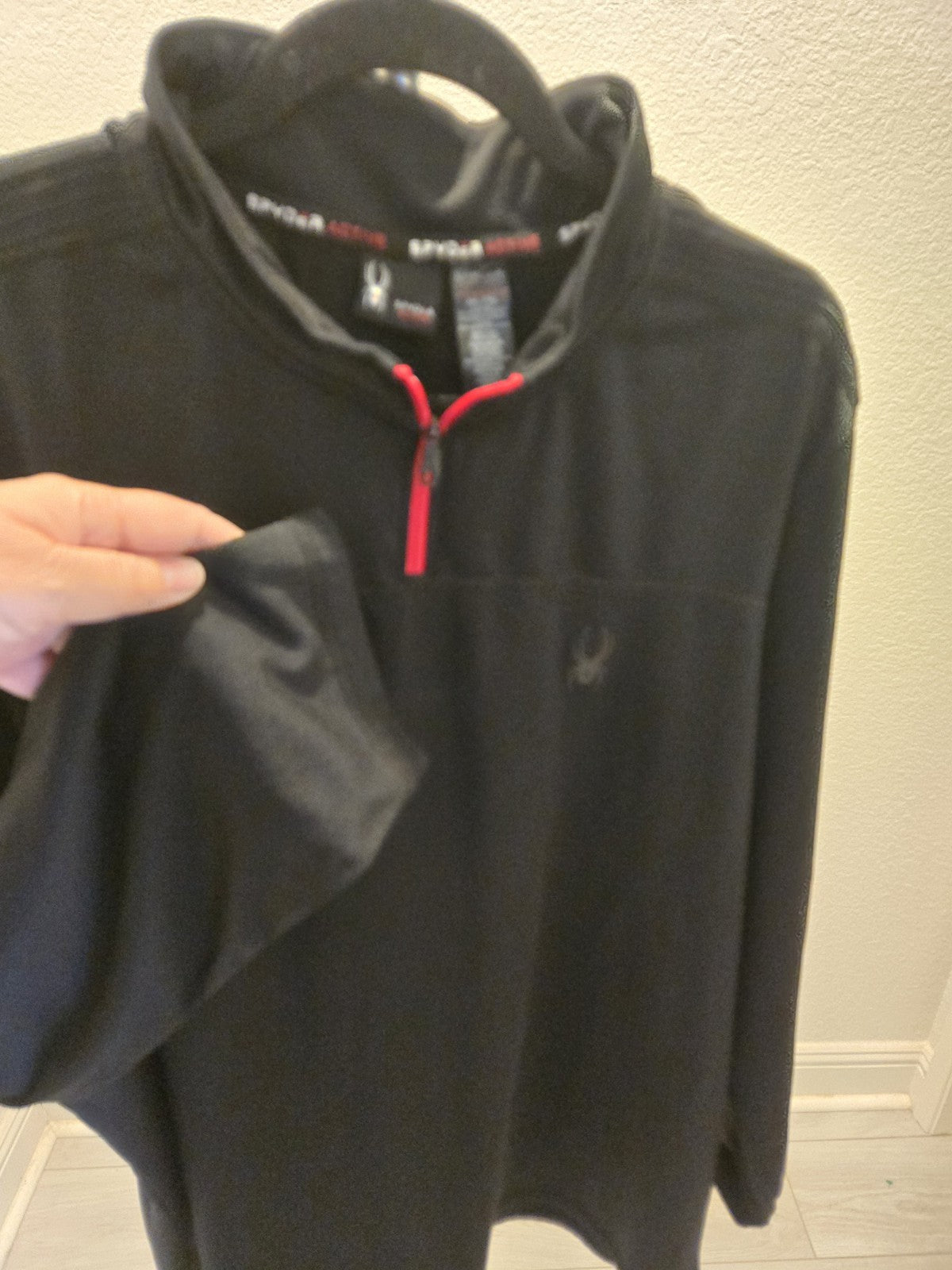 Spyder XXL Quarter Zip Pullover Mens Black Mock Neck Pink Zipper