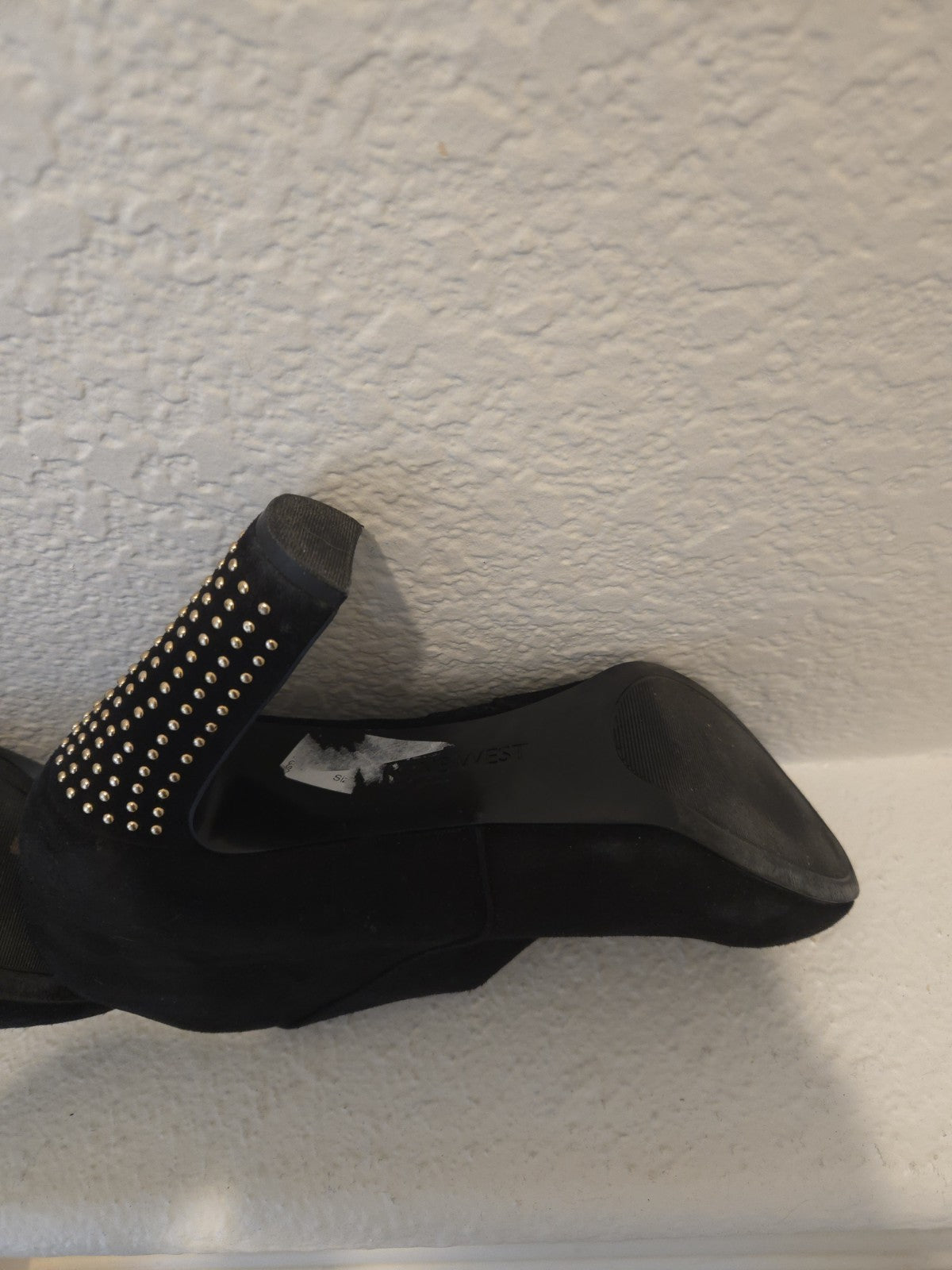 Nine West Ankle Boots Size 9 1/2 4" Studded Heel Side Zip Faux Suede Womens