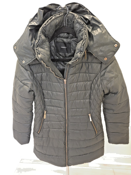 Mango Down Y2K Hunter Green Duck Feather Fill Jacket Removable Hood L Womens