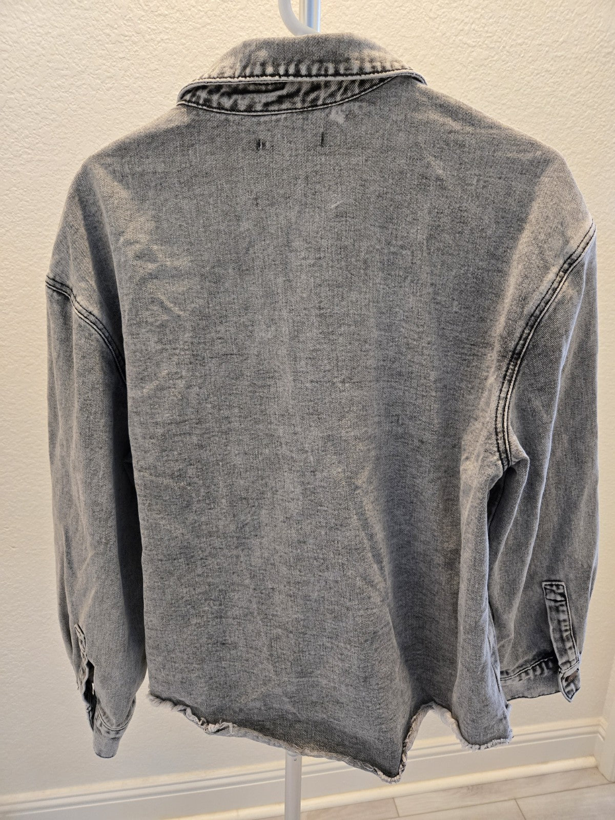 Denim Shacket XL Womens Sincerely Jules Gray Acid Wash Shirt Jacket Extra Large
