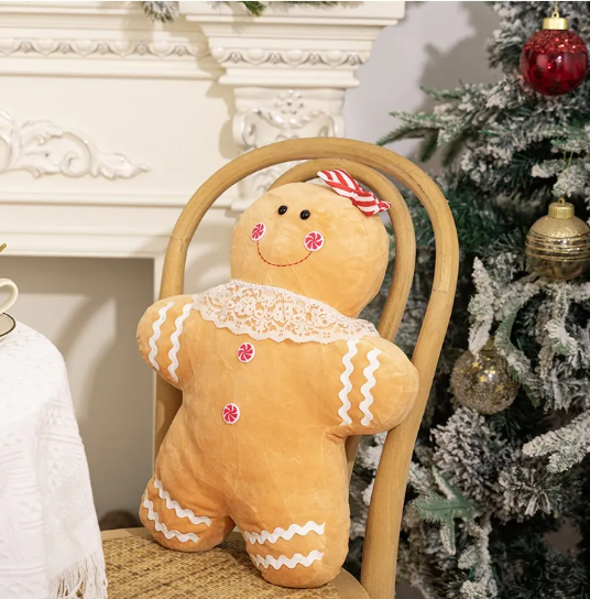 Christmas Throw Pillows Gingerbread Man & Girl 18" Plush
