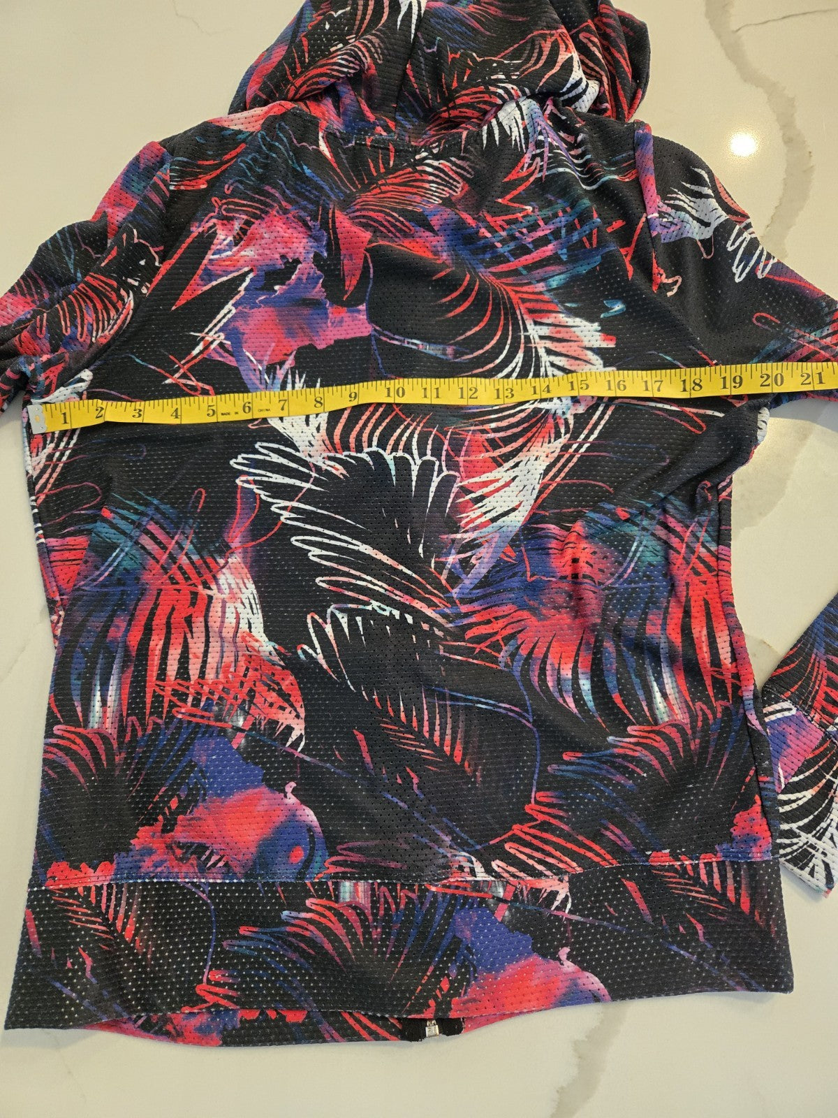 Bebe Sport Rhinestone Logo Mesh Zip Up Hoodie Y2K McBling Tropical Women's L
