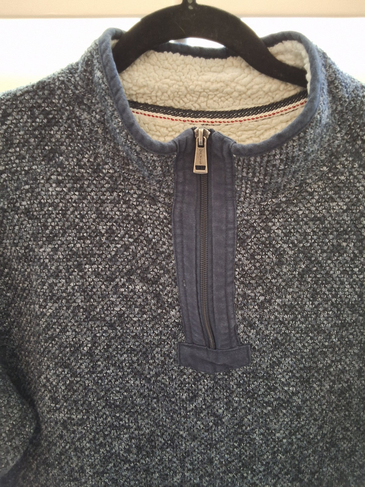 Orvis Men's L Classic Collection Quarter-Zip Sweater Fleece Lined Navy Blue