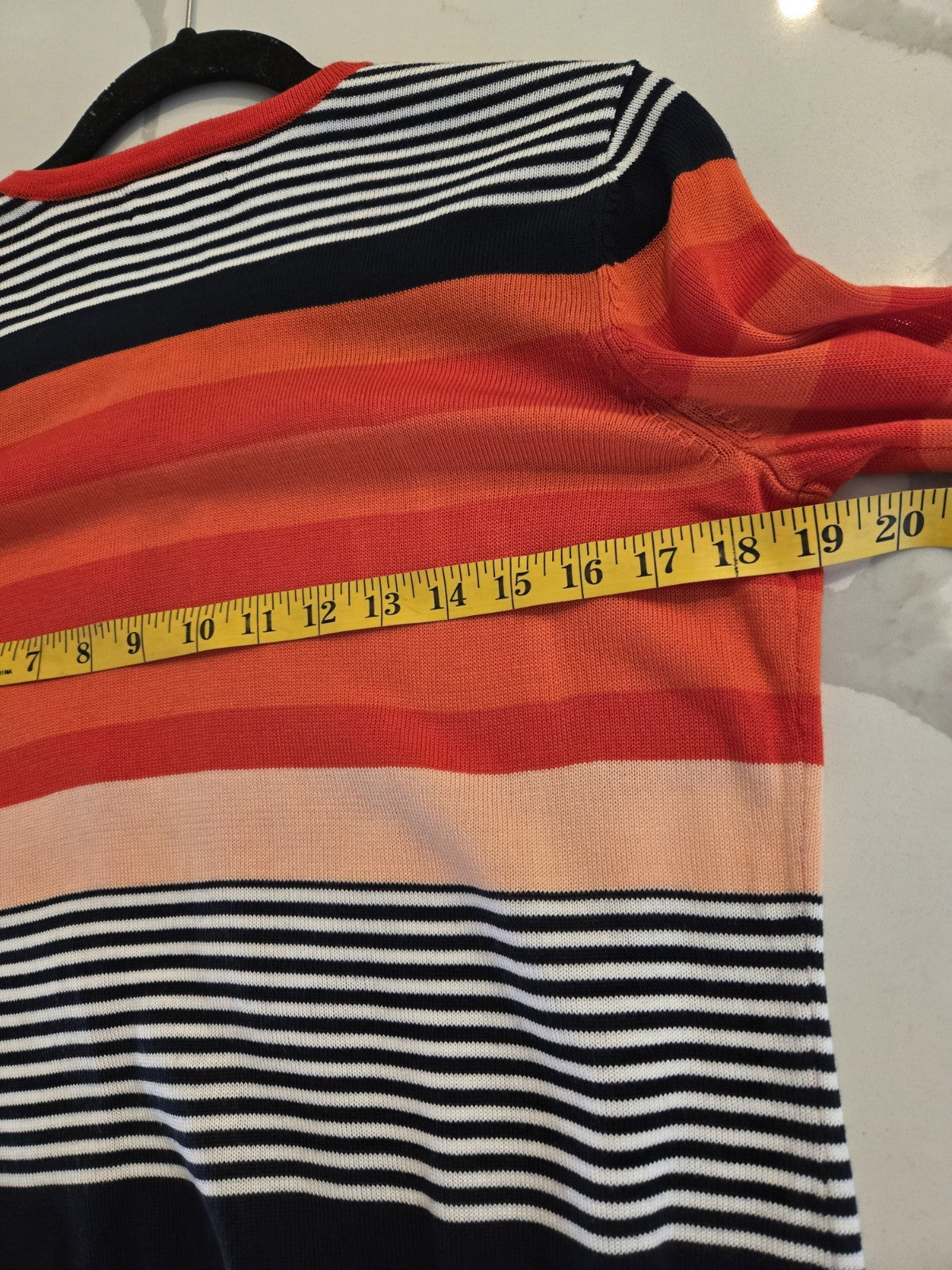7th Avenue NYC Women’s Medium Striped Cardigan Sweater Button Front Corral Black