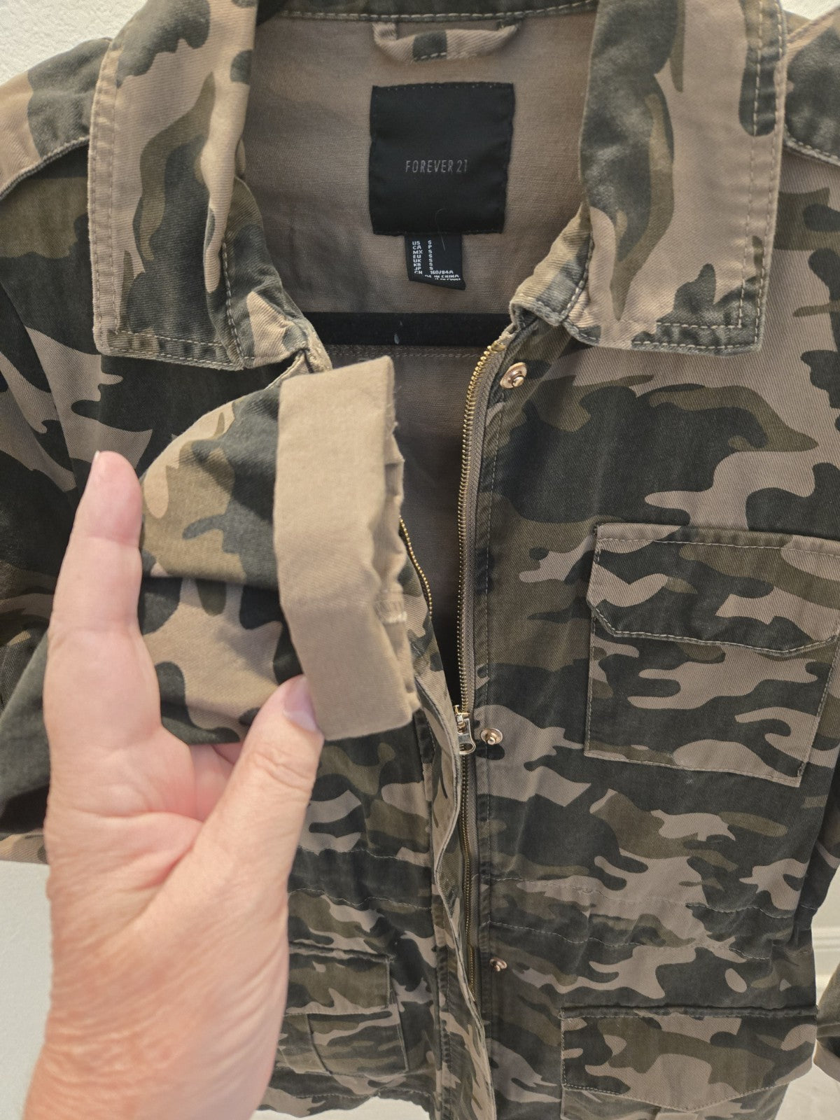 Forever 21 Camo Military Jacket S Womens Utility Field Cargo Coat Camouflage