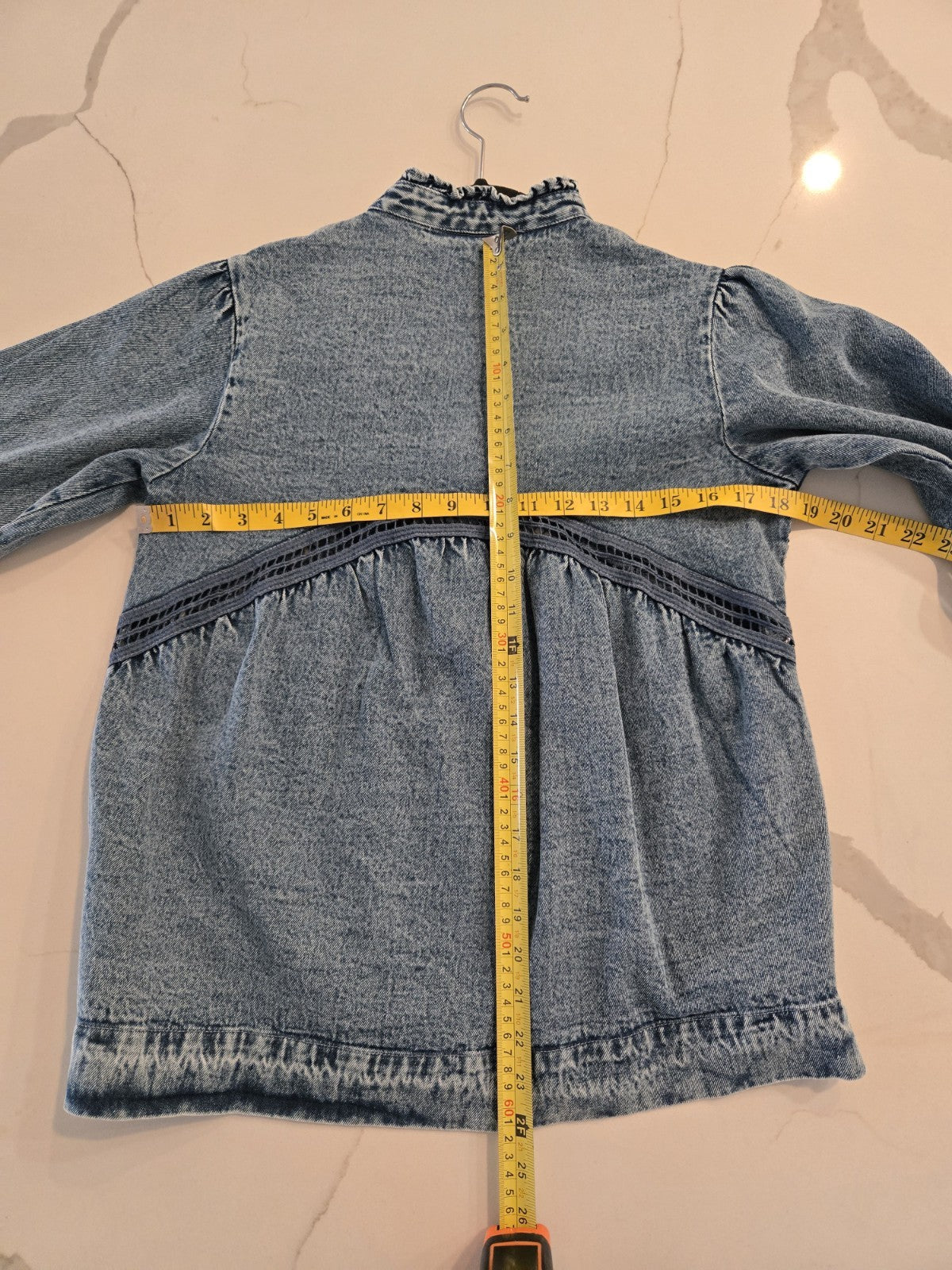 Solitaire Small NWT Lace Crochet Acid Wash Denim Blouse Top Jacket Women's