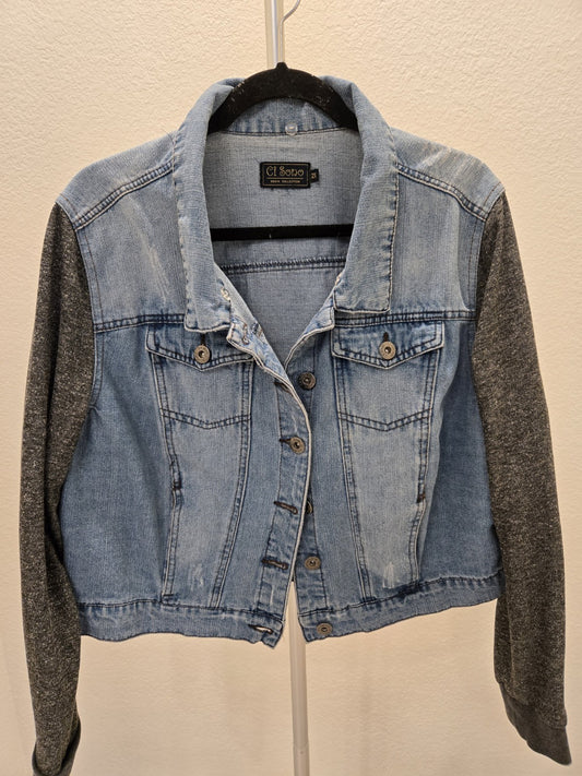 Ci Sono Denim Trucker Jacket SIze 2XL Classic Grucker Blue Fleece Collar Women's