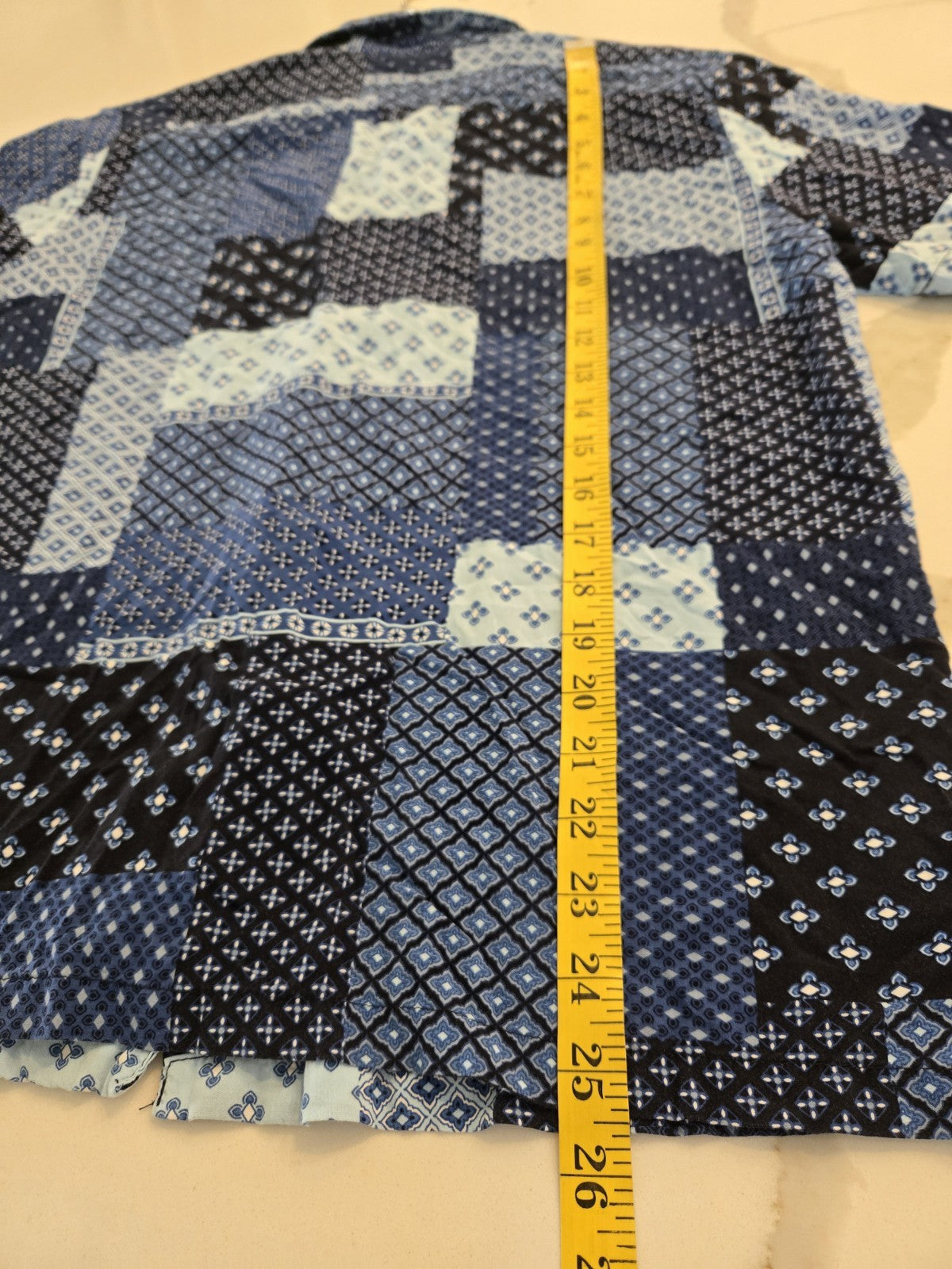 Denim & Flower Ricky Singh Patchwork Shirt L Mens Blue Paisley Bandana Medalion
