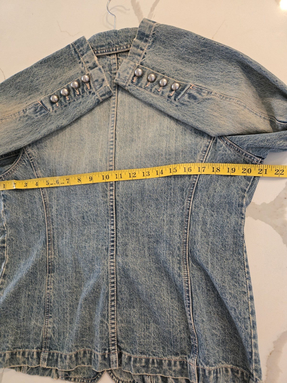 Crazy Horse Vintage Denim Blazer Liz Claiborne Blue Jean Jacket L Womens Y2K