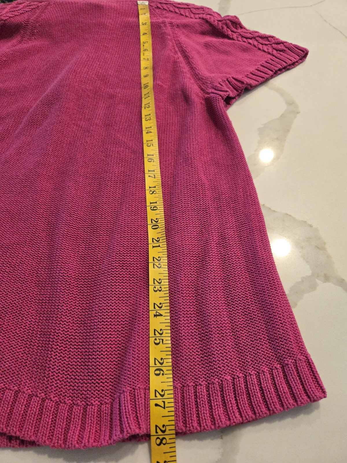 Lane Bryant 2X 18/20W Pink Cable Knit Short Sleeve Cardigan Sweater Women Plus