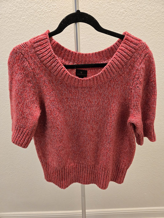 Worthington Cropped Sweater Y2K Knit Pullover Pink Red Fuchsia Cottagecore XL