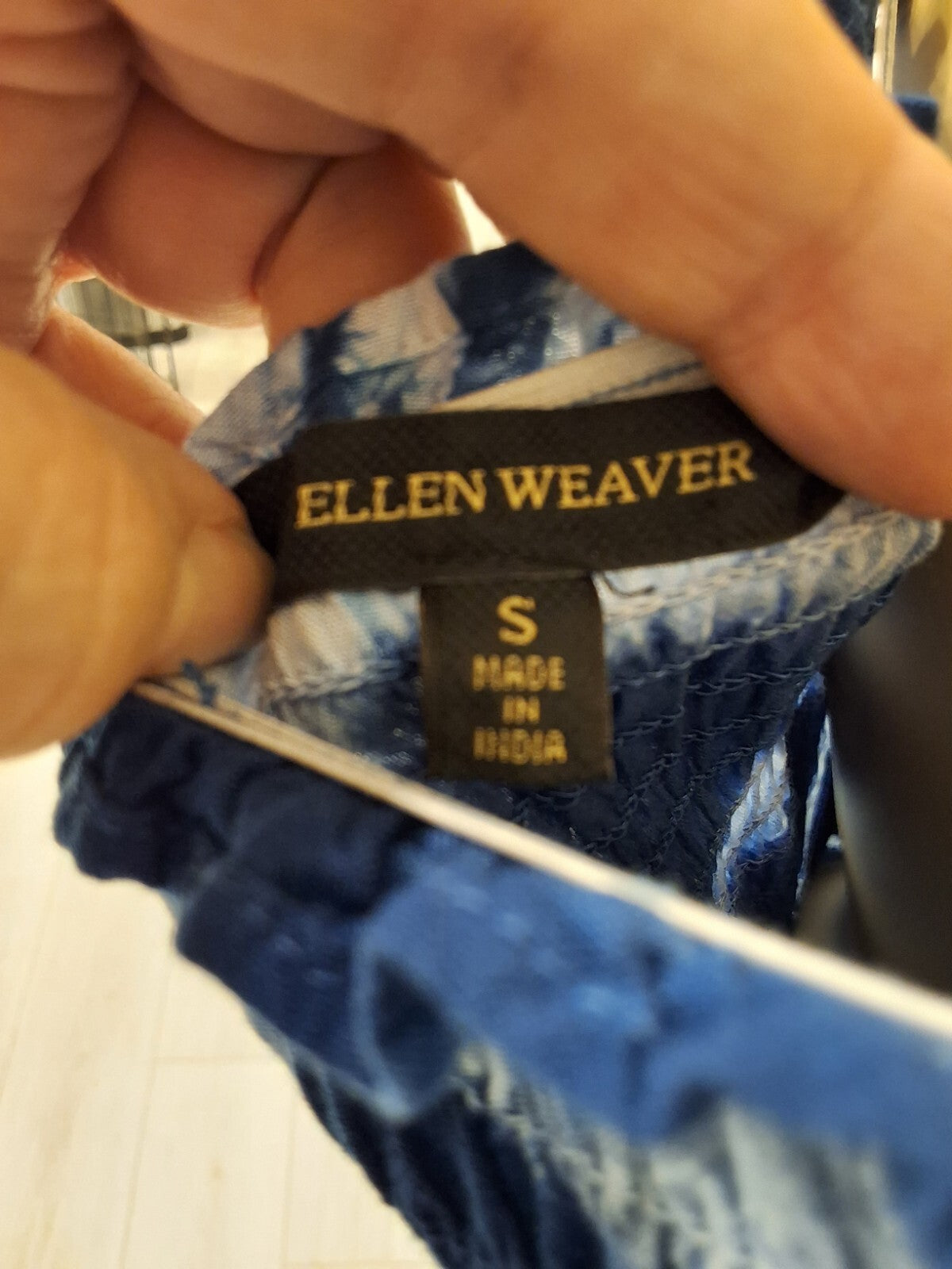 Ellen Weaver S Tie Dye Maxi Dress Smocked Bardot Off Shoulder Blue White Y2K