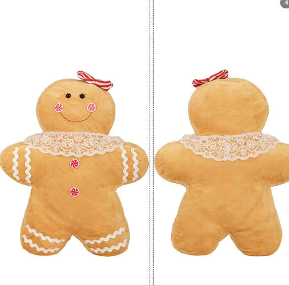 Christmas Throw Pillows Gingerbread Man & Girl 18" Plush
