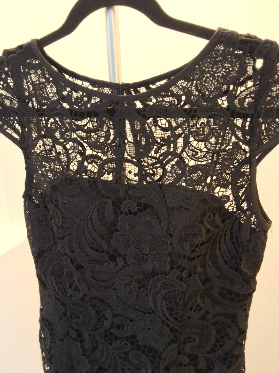 Adrianna Papell Size 6 Black Lace Overlay Double Lined Corset Bodice Dress