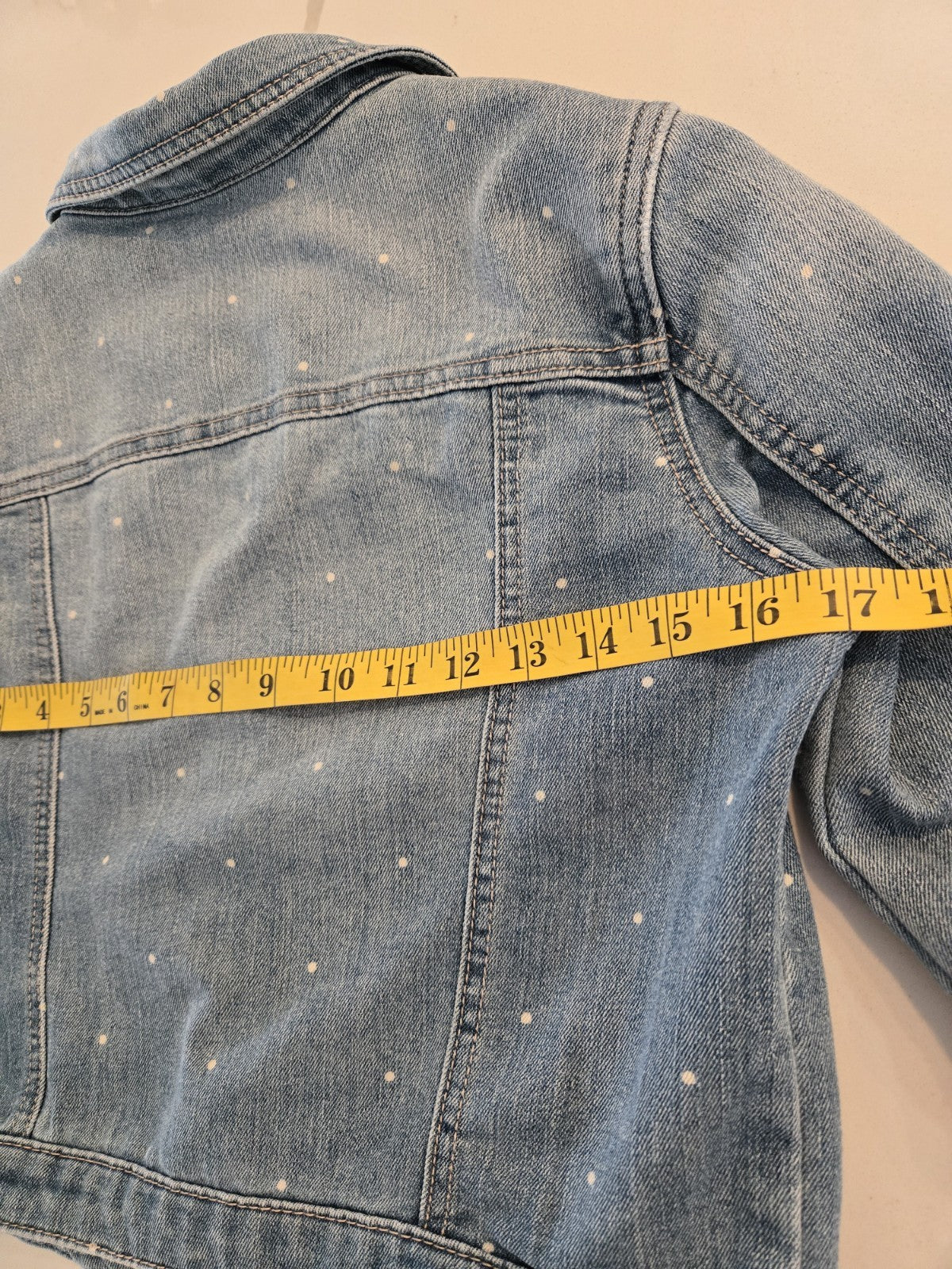 Cat & Jack L 10/12 Polka Dot Ruffle Denim Jacket Kids Girls Blue Jean Trucker