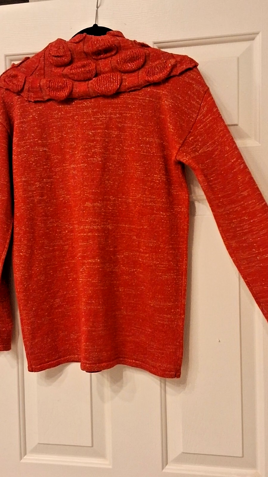 DESIGN 365 S Cowl Neck Sweater Heathered Knit Quiet Luxury Draped Orange Red