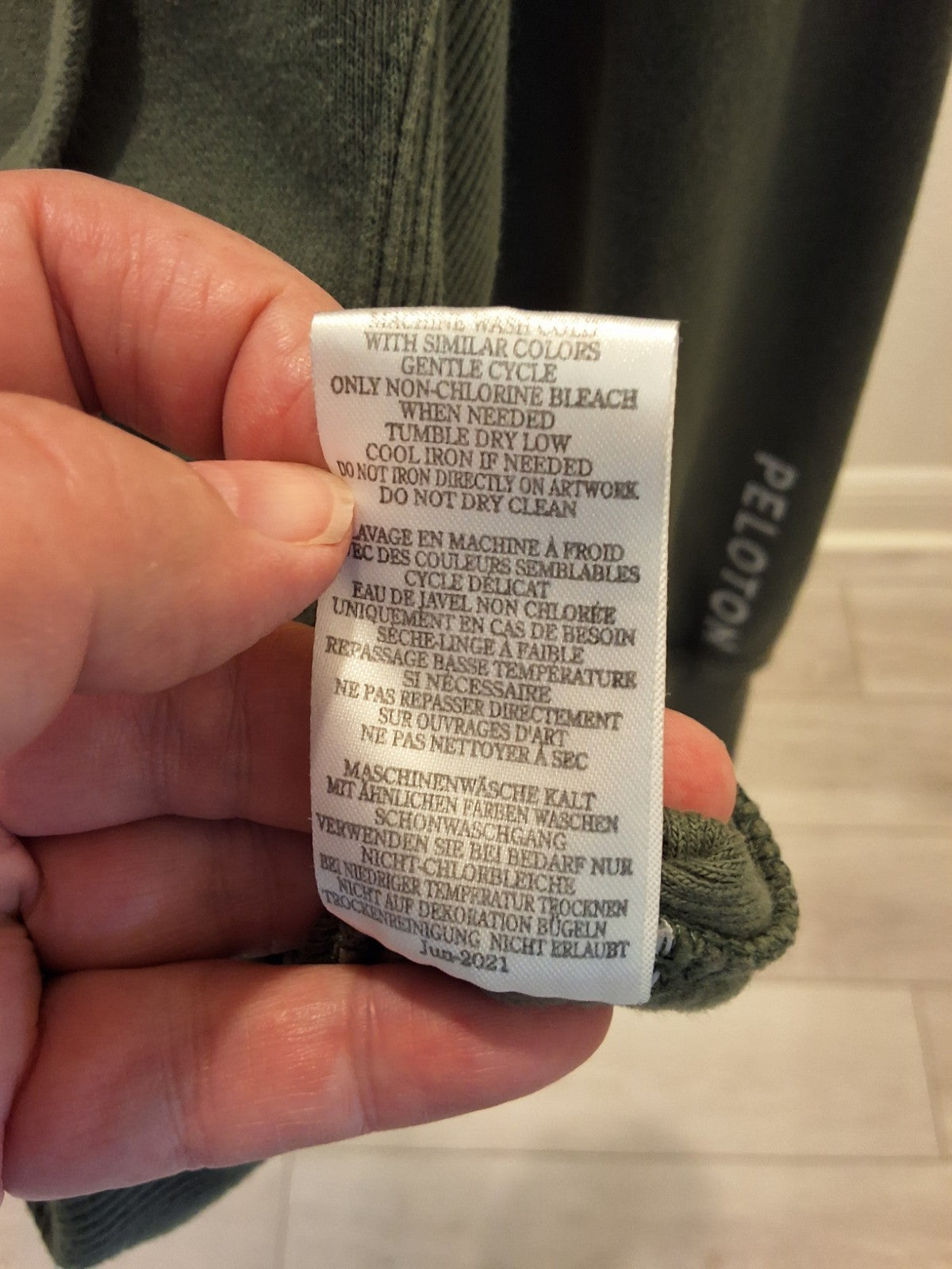 Peloton 2021 Hoodie S Army Green Full Zip Kangaroo Pockets Logo Sleeve