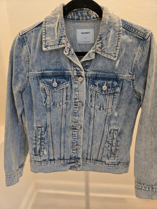 Old Navy Distressed Denim Trucker Classic Jean Jacket Women’s Large Light Wash
