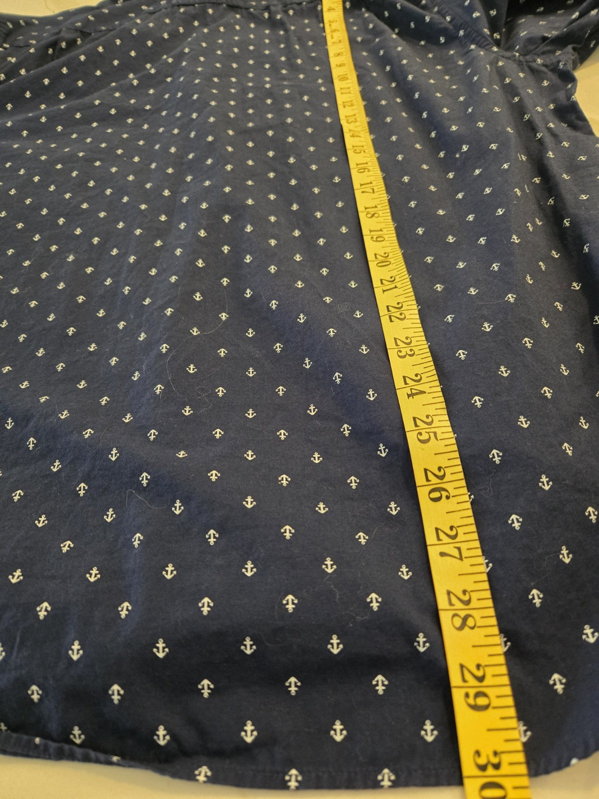 Nautica XL Anchor Print Long Sleeve Button Down Shirt Men Navy Classic Fit